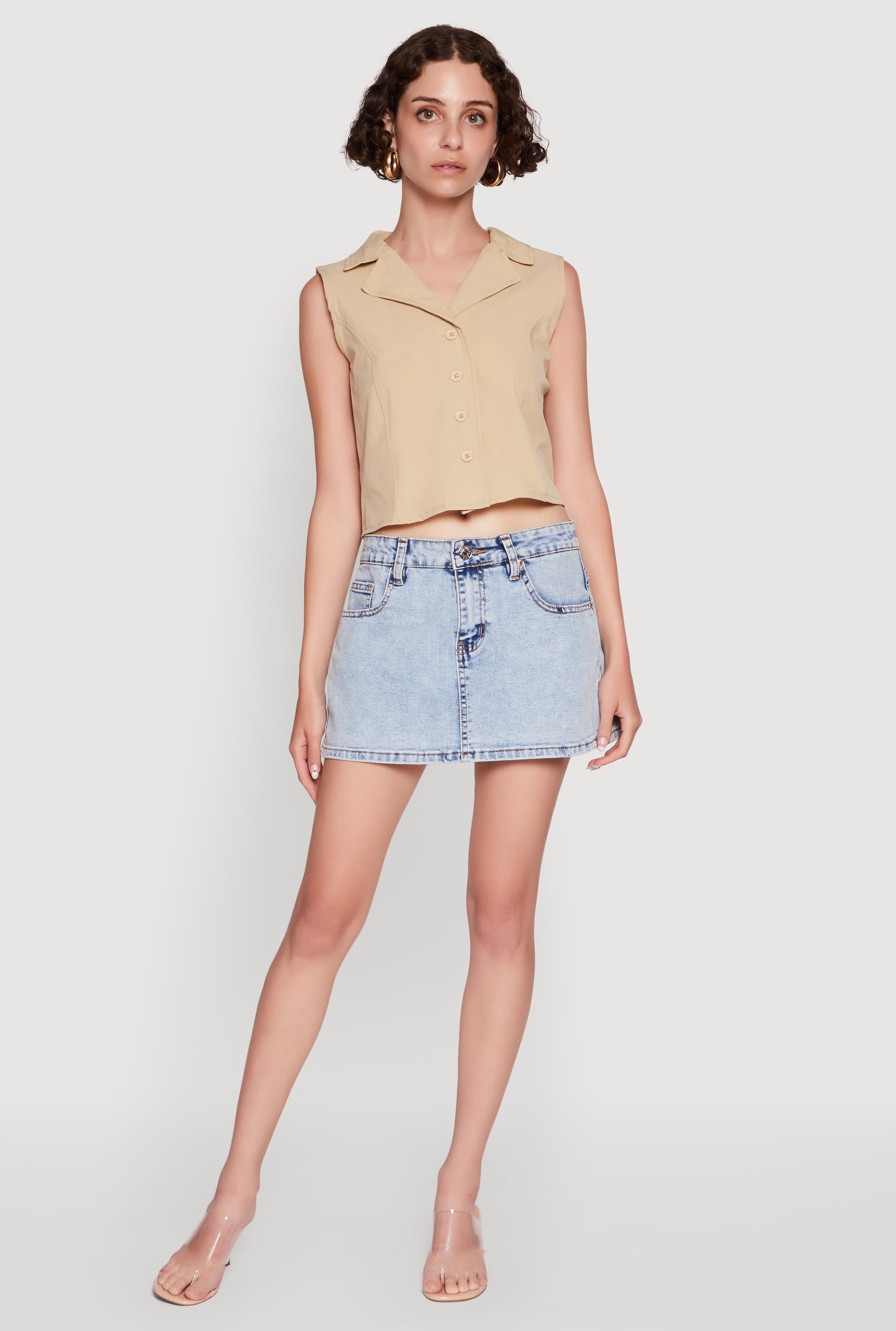 Trendy Button Front Cropped Blazer Vest