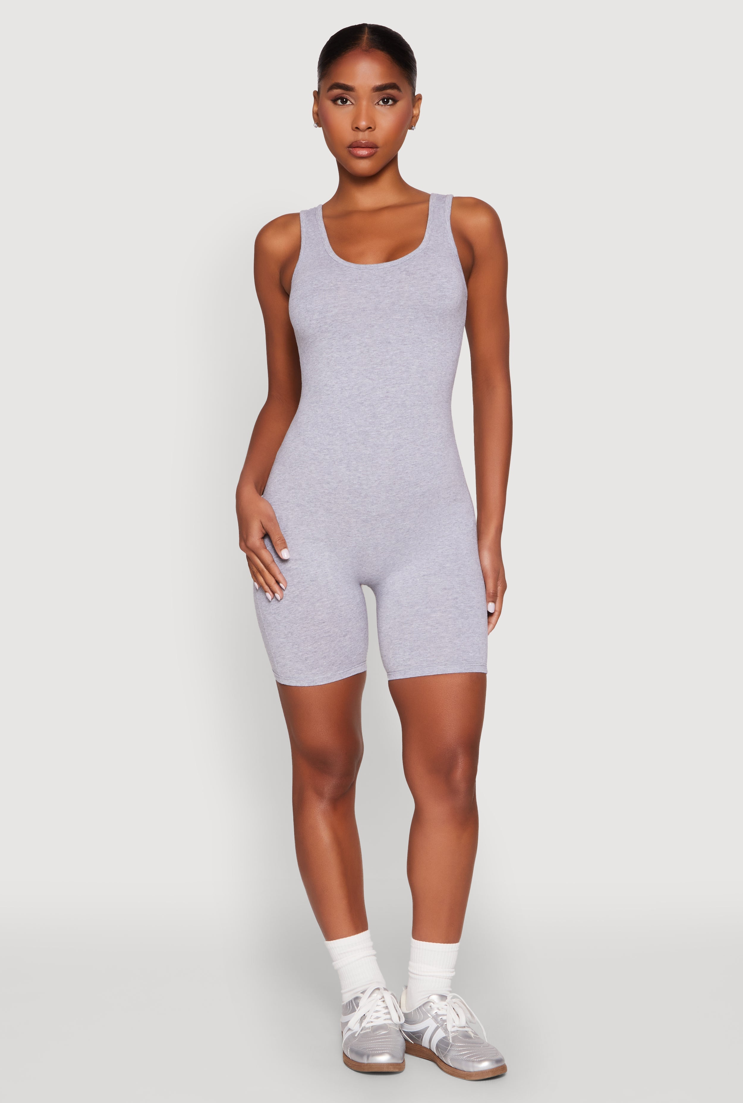 Scoop Neck Tank Biker Romper