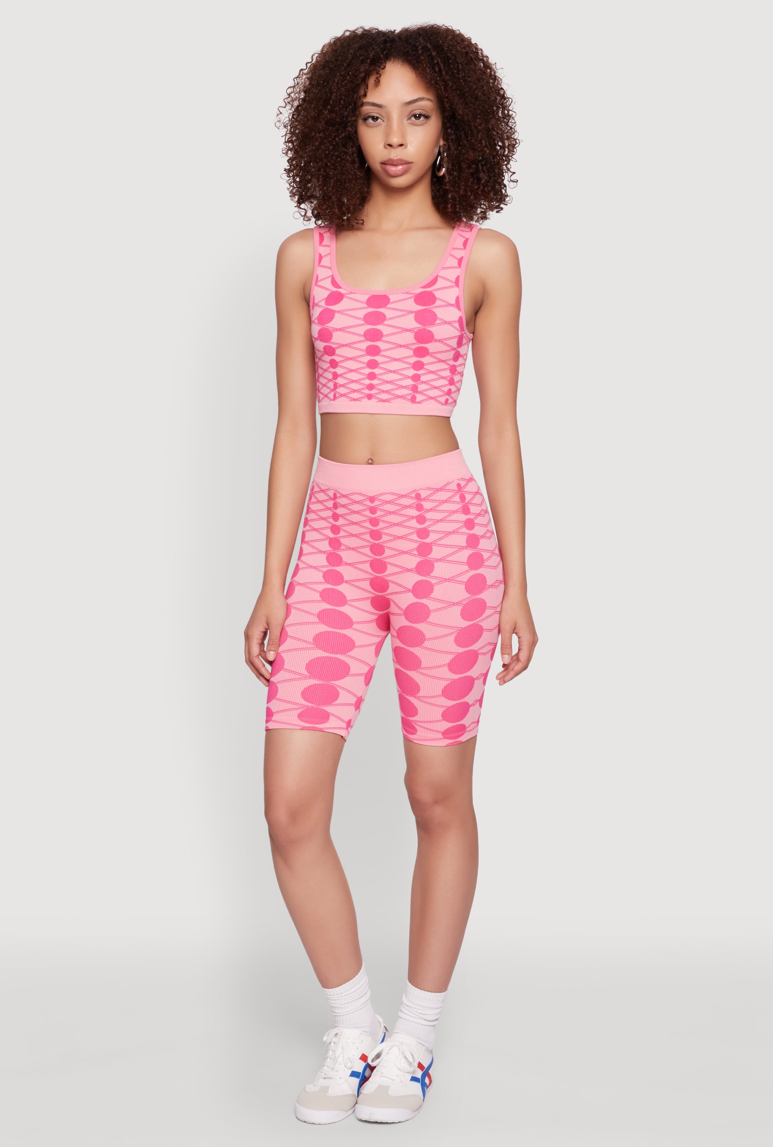 Seamless Geometric Print Biker Shorts