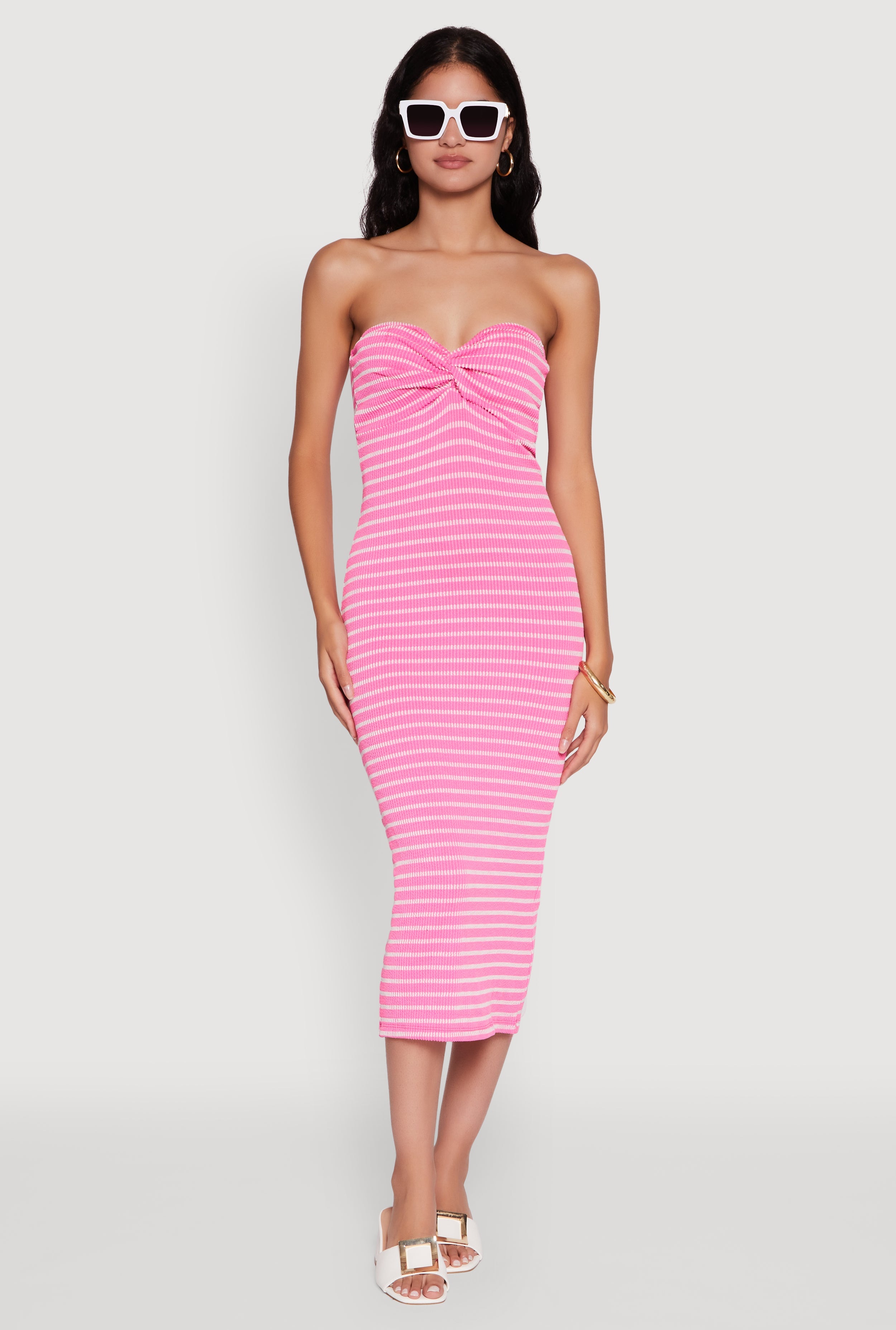 Sweetheart Strapless Striped Tube Dress