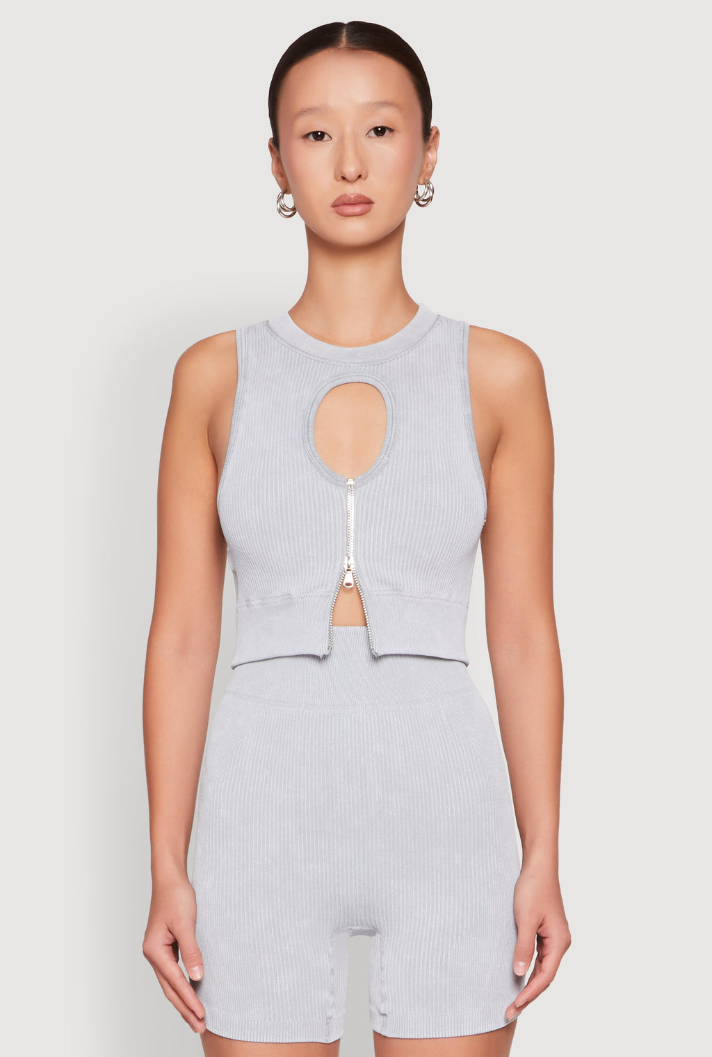 Ribbed Knit Keyhole Tank Top