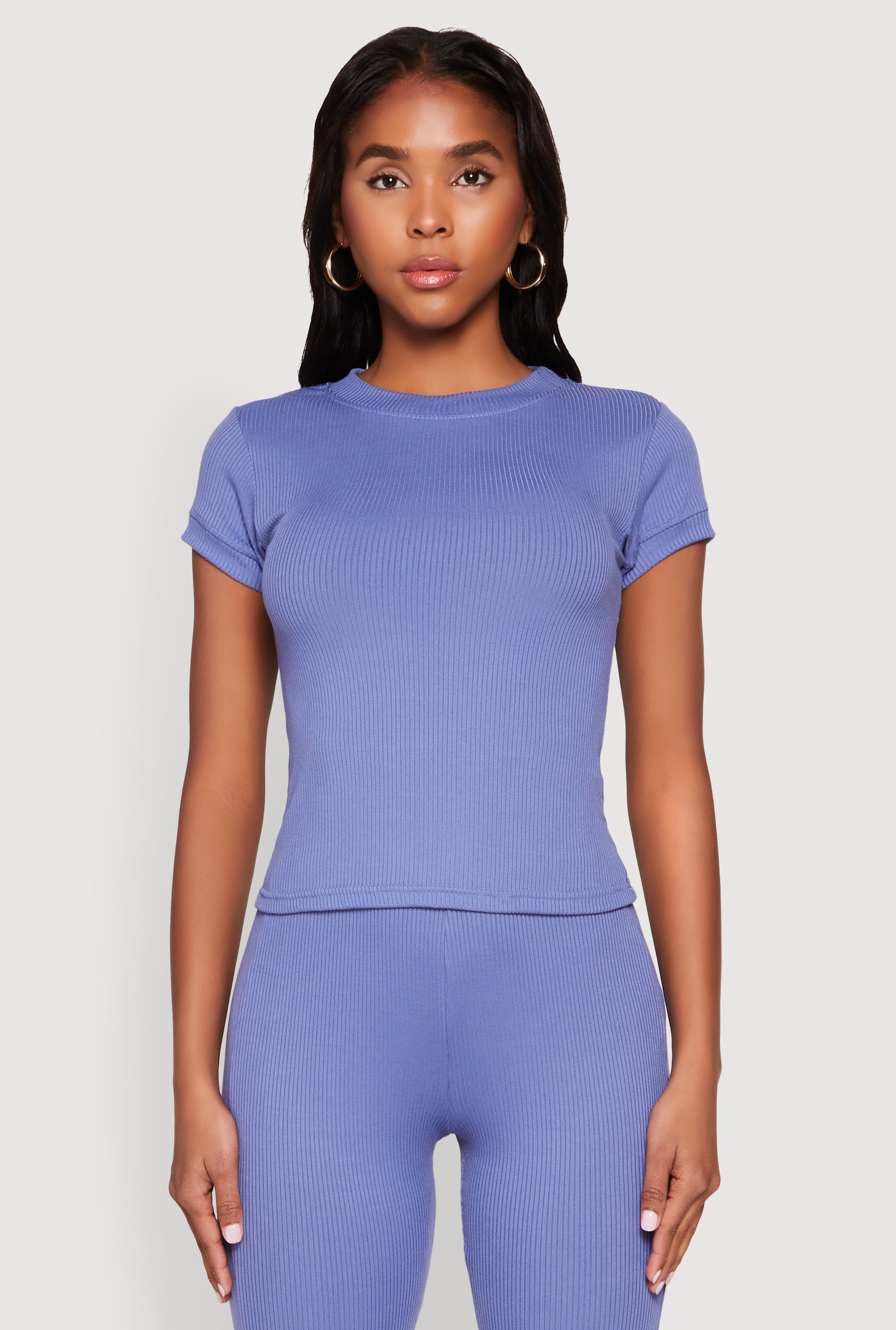 Short Sleeve Rib Knit Tee